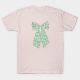 Green Gingham Romantic Coquette Bow T-Shirt